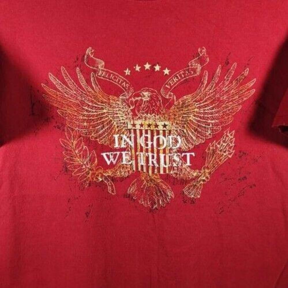 In God We Trust Graphic Delta Magnum Weight Men's Size XL Red T-Shirt
